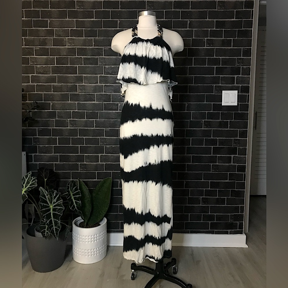 TIE DYE HALTER TOP MAXI DRESS